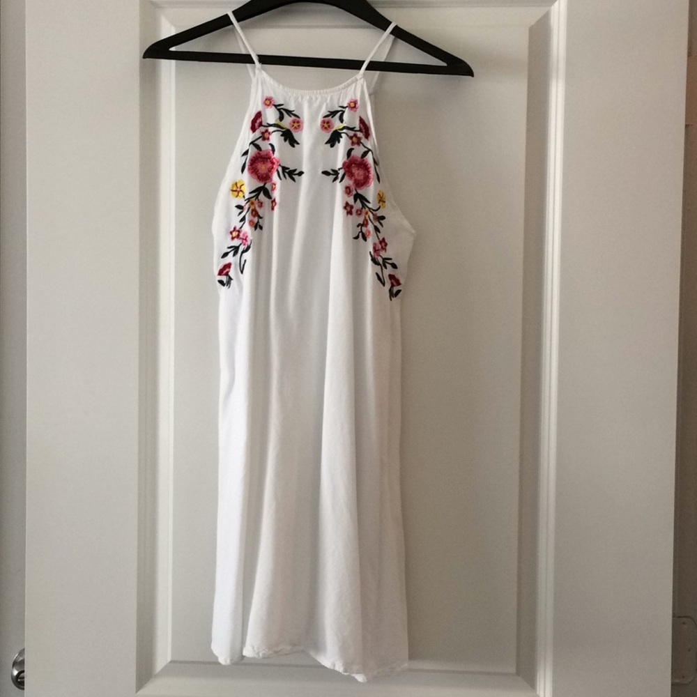 White floral halter dress